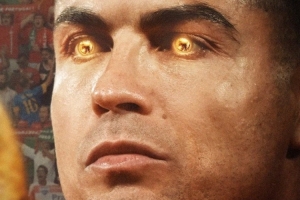 露天看台晒C罗海报：已经六届世预赛破门！