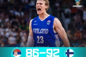 芬兰92-86淘汰塞尔维亚 马尔卡宁24中8轰29分8板3助攻4断！