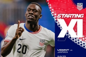 美国vs日本首发：普利西奇、巴洛贡、长友佑都、前田大然在列