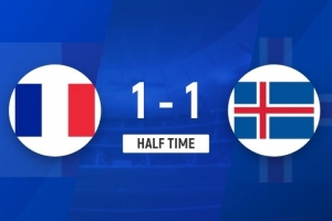 半场-法国1-1冰岛 奥利塞送礼乌龙助攻古德约翰森破门姆巴佩点射