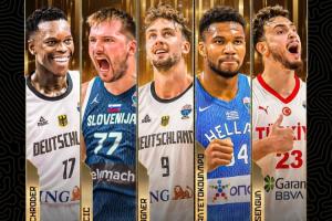 欧锦赛最佳阵容：施罗德、东契奇、小瓦格纳、字母哥、申京