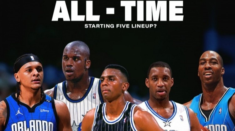 你的选择是？魔术队晒历史先发五人：便士+麦迪+班凯罗+鲨鱼+魔兽