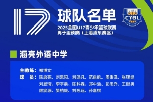 U17青少年篮球联赛男子组预赛上海浦东赛区名单：夏振峰&张恺在列